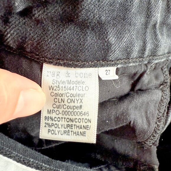 Rag & Bone Nina High Rise Flare Black Onyx Flare Leg Raw Hem Jeans Size 27 - Picture 14 of 15